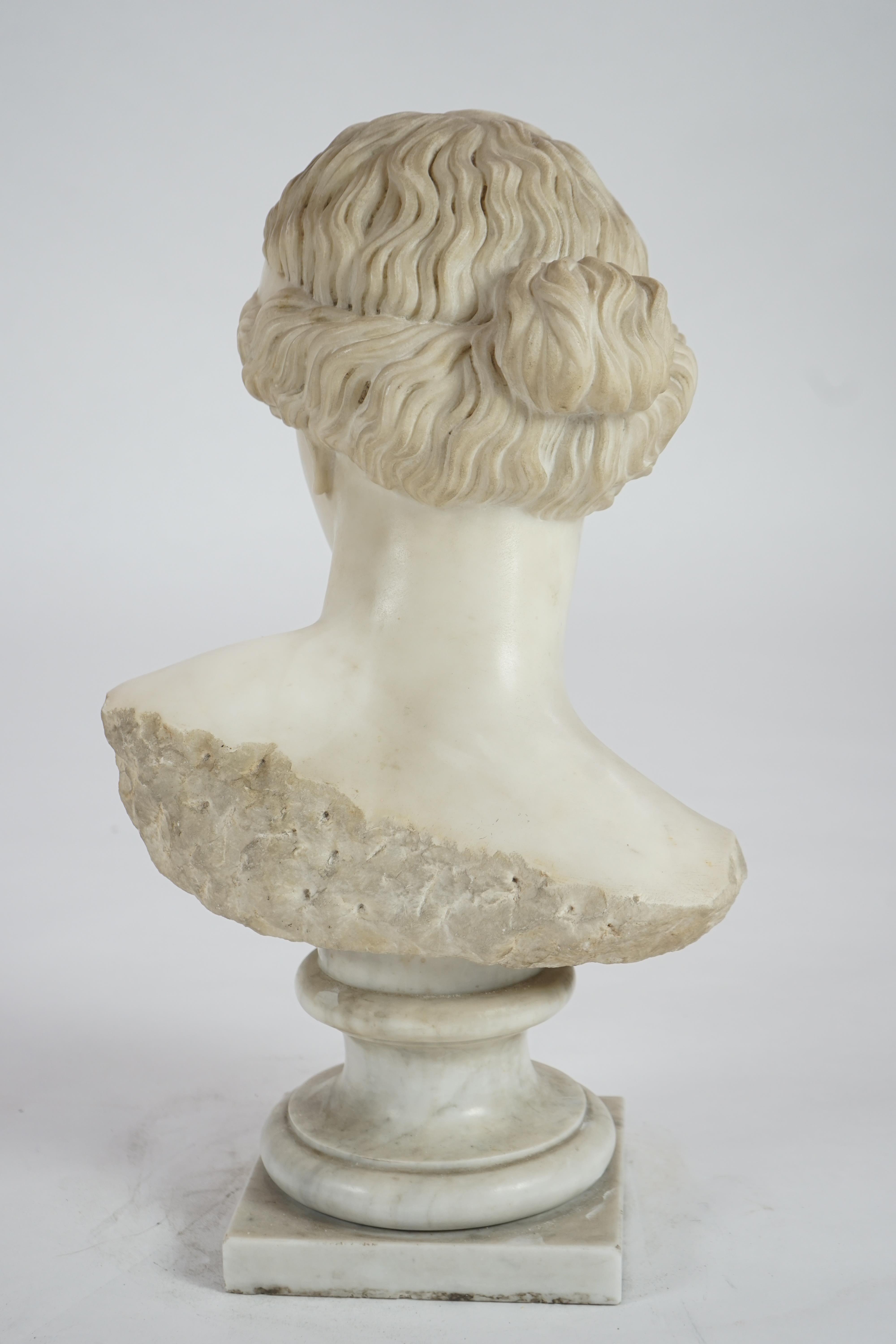 After the antique. A 19th century white marble bust of Venus